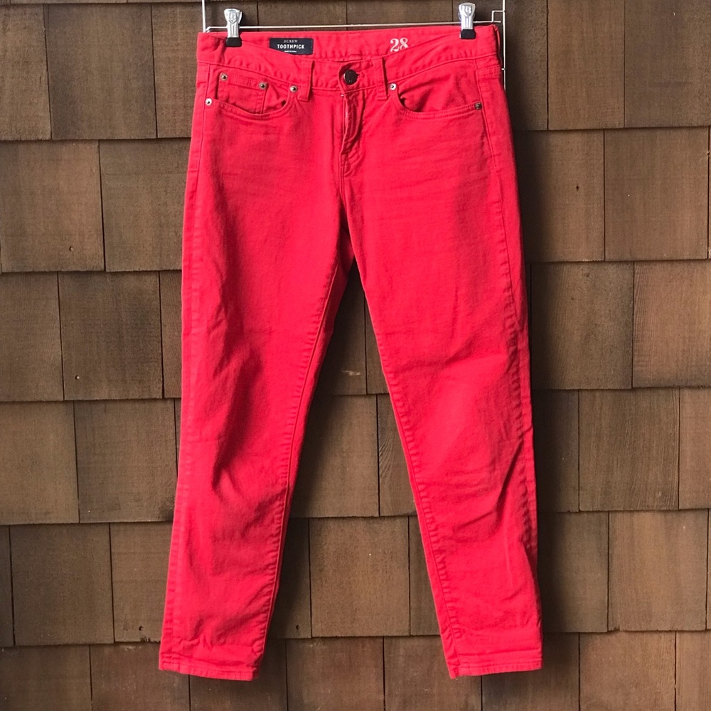 J. Crew Toothpick Jeans Red